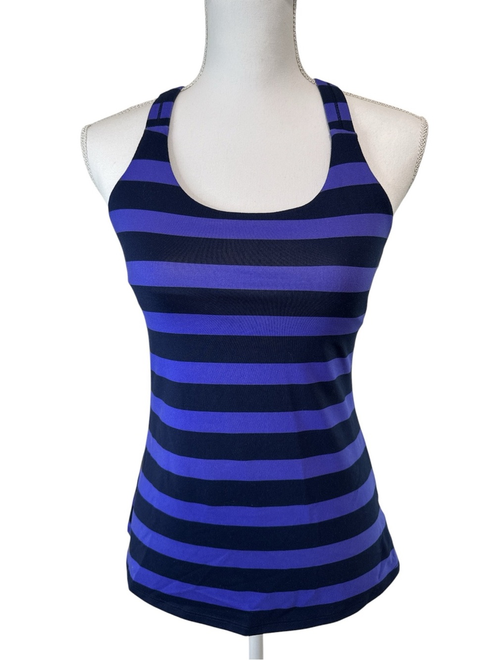 Athleta Striped Racerback Tank - Purple & Navy Size Medium
